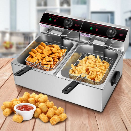 5000W Dual Tank Electric Countertop Deep Fryer