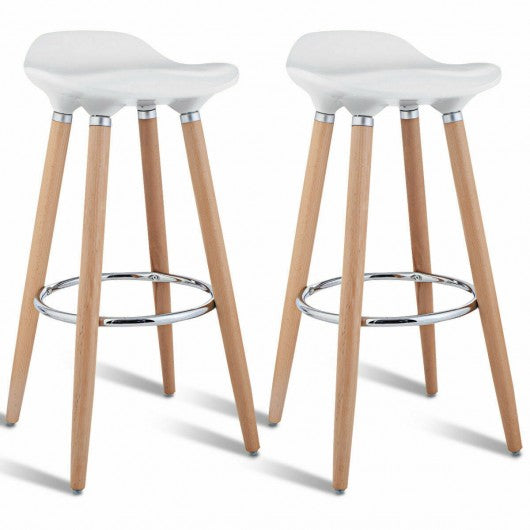 Set of 2 ABS Bar Stool with Wooden Legs