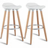 Set of 2 ABS Bar Stool with Wooden Legs