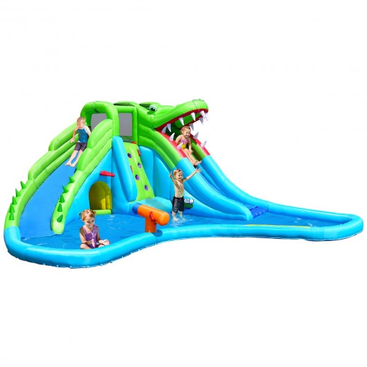 Crocodile Themed Inflatable Slide Bouncer with Two Water Slides