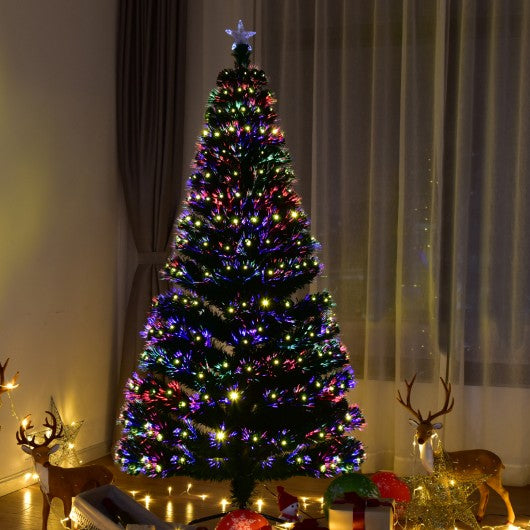 5'/6'7' LED Fiber Optic Artificial Christmas Tree w/ Top Star
