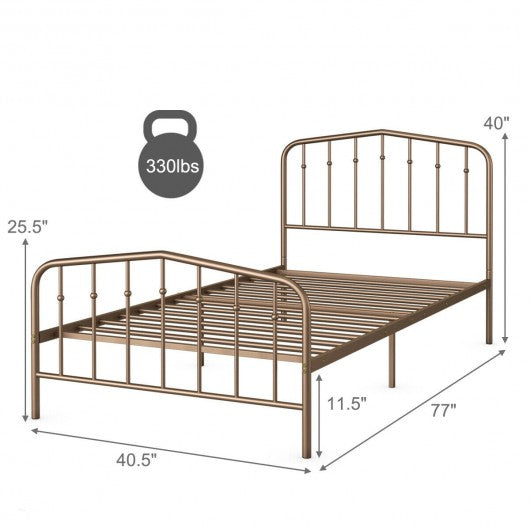Twin Size Metal Bed Frame with Headboard & Footboard