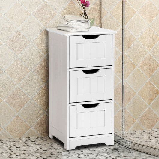 Bathroom Wooden Free Standing Storage Side Floor Cabinet Organizer-3-Tier