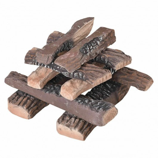 10 pcs Ceramic Propane Fireplace Imitation Wood