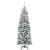 6 ft Unlit Hinged Snow Flocked Artificial Pencil Christmas Tree with 500 Branch Tip