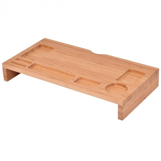 Bamboo Monitor Stand Riser Storage Laptop Desktop