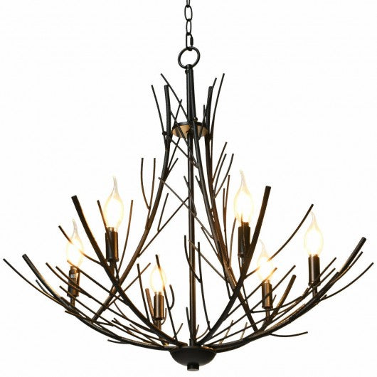 6-Light Vintage Branch Chandelier Copper Ceiling Lamp