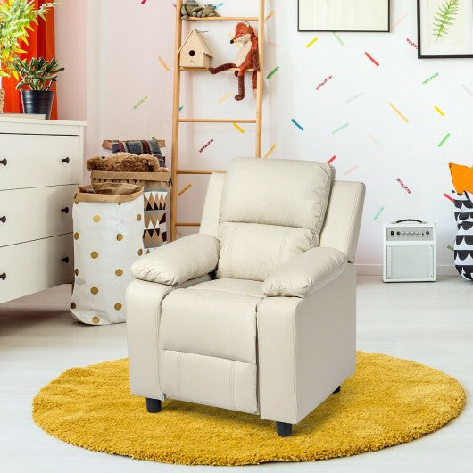 Deluxe Kids Armchair Recliner Headrest Sofa w/ Storage Arms-Gray