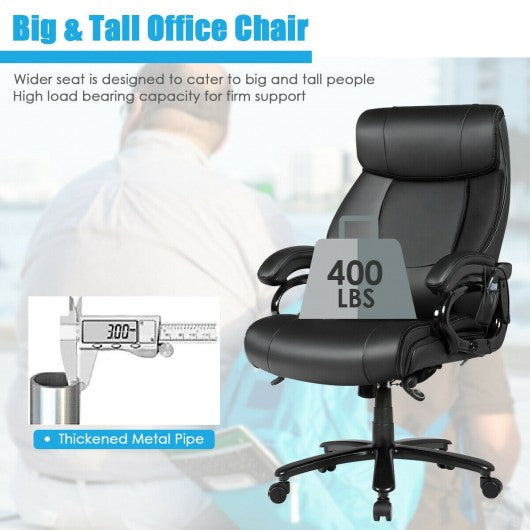 Big & Tall 400lb PU Leather Massage Office Chair-Black