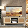 TV Stand Console Cabinet with Rattan Doors-Natural Wood