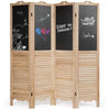 4-Panel Folding Privacy Room Divider Screen with Chalkboard