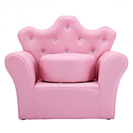 Pink Kids Sofa Armrest Couch with Ottoman