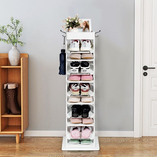 Rotated Shoe Rack 9 Tier Wooden Shoe Organizer