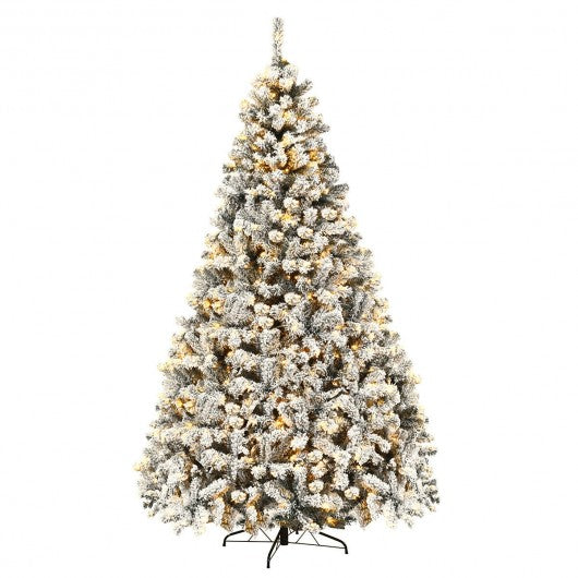PreLit Premium Snow Flocked Hinged Artificial Christmas Tree
