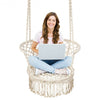 Hanging Hammock Chair Macrame Swing Hand Woven Cotton Backrest