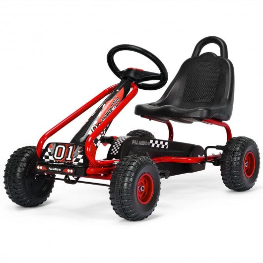 4 Wheel Pedal Powered Ride On with Adjustable Seat-Red