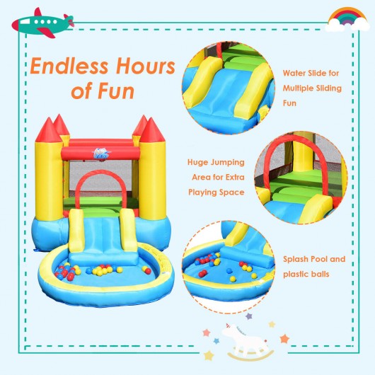Kids Inflatable Bounce House Castle with Balls Pool & Bag