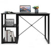 Computer Desk with Bamboo Top & 2 Storage Shelves-Black Desk