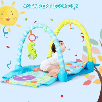 4-in-1 Baby Play Gym Mat with 3 Hanging Toys