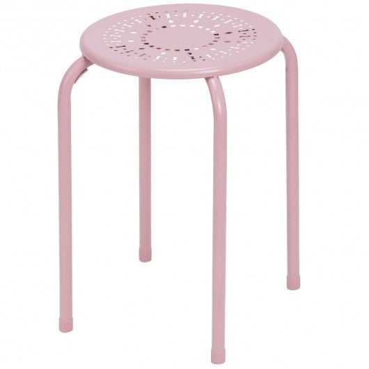 Set of 6 Stackable Backless Round Metal Stool Set