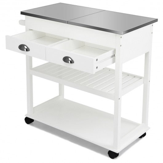 Stainless Steel Mobile Kitchen Trolley Cart With Drawers & Casters