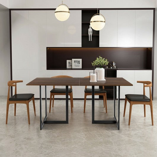 6 Person Industrial Dining Table Rectangular Kitchen Table with Metal Frame-Dark Brown Desk