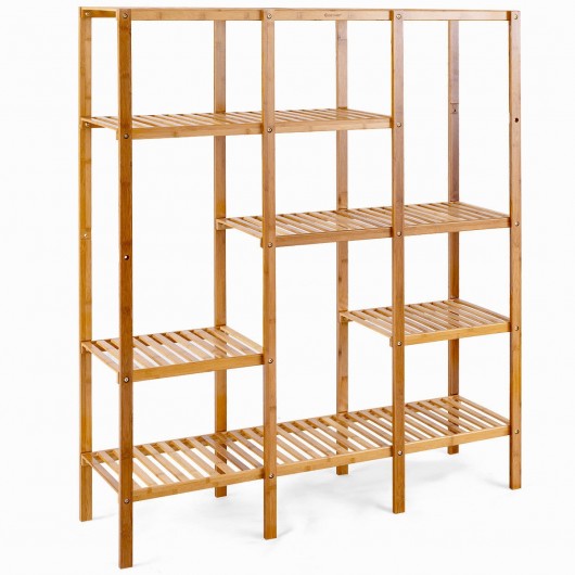 Multifunctional Bamboo Shelf Storage Organizer Rack