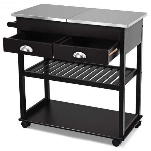 Stainless Steel Mobile Kitchen Trolley Cart With Drawers & Casters