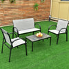 4 pcs Patio Furniture Set with Glass Top Coffee Table-Gray