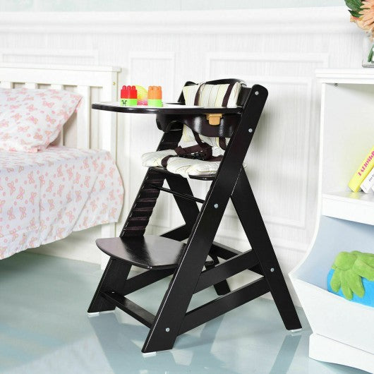 Adjustable Height Wooden Baby High Chair with Removeable Tray