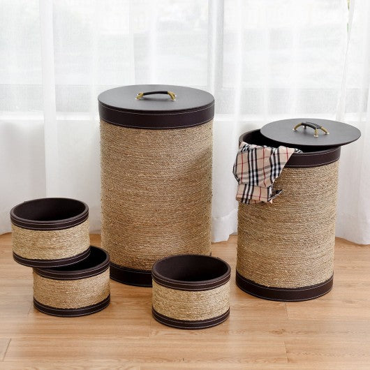 5 pcs Round Storage Basket Seaweed Hamper Laundry Basket