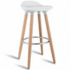 Set of 2 ABS Bar Stool with Wooden Legs