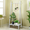 A-Frame Wood Clothing Hanging Rack with Storage Shelf-White