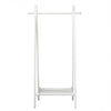 A-Frame Wood Clothing Hanging Rack with Storage Shelf-White