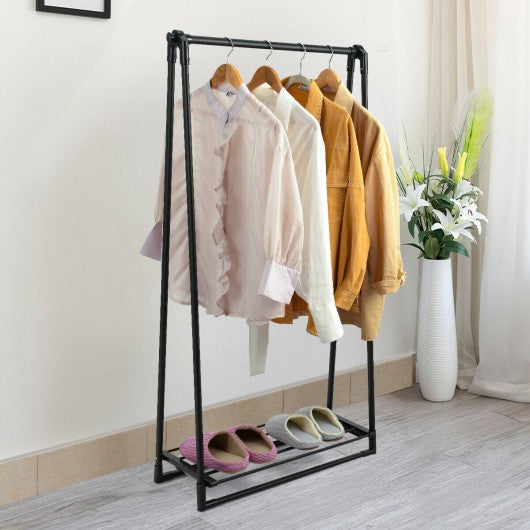 Folding Clothes Hanger with Extendable Hanging Rod-Black