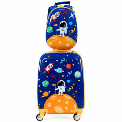2PC Kids Luggage Set Rolling Suitcase & Backpack