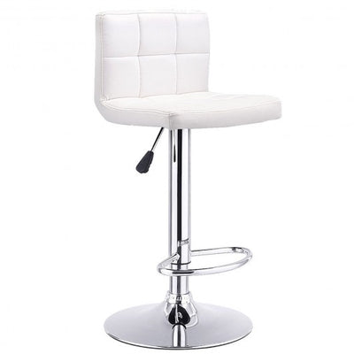 1 PC Bar Stool Swivel Adjustable PU Leather Barstools Bistro Pub Chair-White