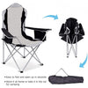 Folding Fishing Camping Chair with Cup Holder Side Bag-Gray