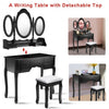 Black / White Vanity Makeup Dressing Table w/ Tri Folding Mirror + 7 Drawers