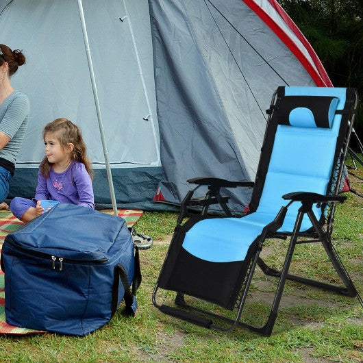 Outdoor Folding Padded Zero Gravity Lounge Chair-Navy
