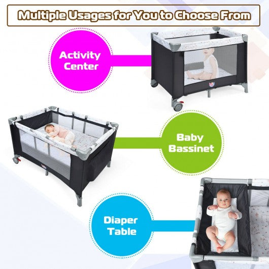 Portable Baby Playard Playpen Nursery Center with Mattress