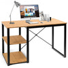 Computer Desk with Bamboo Top & 2 Storage Shelves-Natural Desk