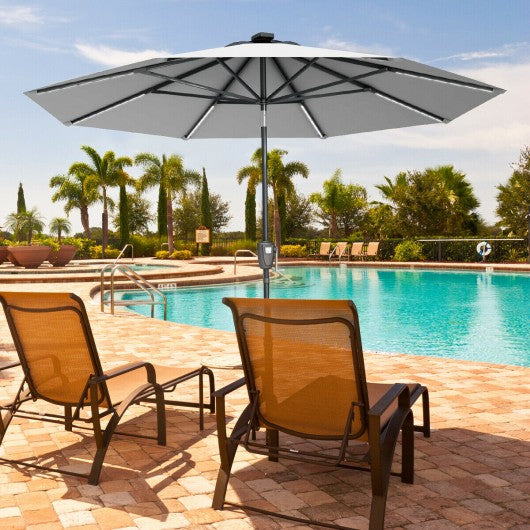 9 Ft Patio Solar Powered Umbrella with LED Light