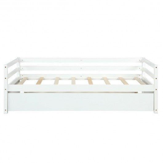 Twin Size Wooden Slat Trundle Platform