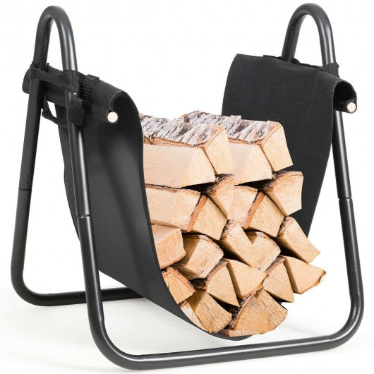 Firewood Rack Log Holder with Canvas Tote Carrier