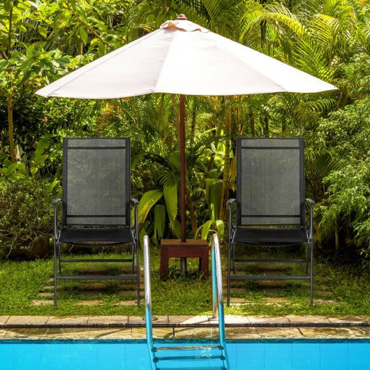Set of 2 Adjustable Portable Patio Folding Dining Chair Recliner -Black