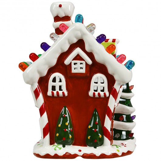 Hand-Painted Ceramic Christmas House with 44 Multicolored Lights