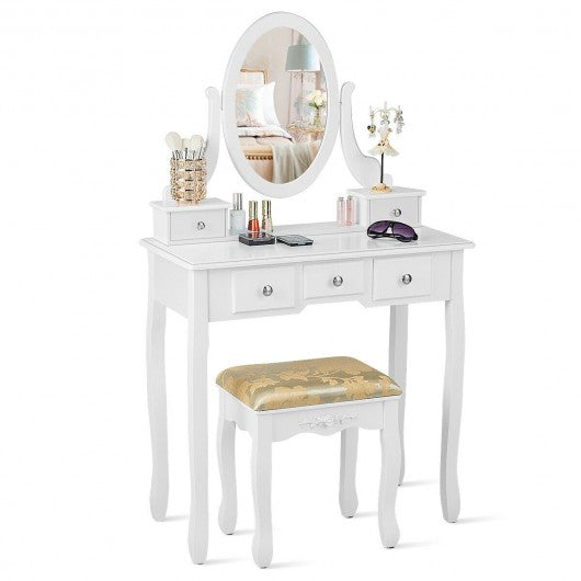 Vanity Make Up Table Set Dressing Table Set with 5 Drawers