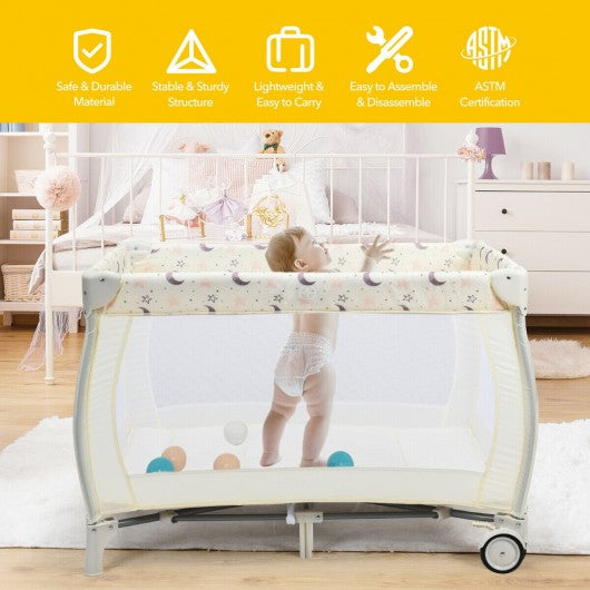 Portable Foldable Baby Playard Nursery Center with Changing Station