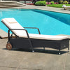 Adjustable Reclining Patio Rattan Wicker Lounge Chair with Wheels